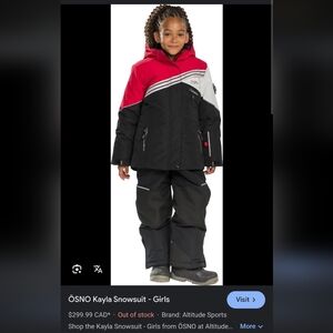 OSNÖ Winter Jacket and Snow Pants / Snowsuit- Unisex Size 6 NEW With Tags